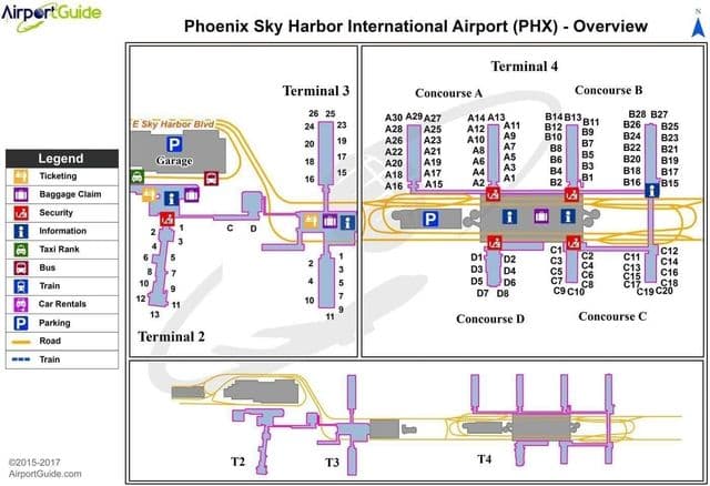 Mapa de la terminal del aeropuerto de Phoenix