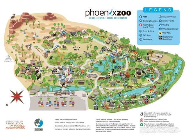 Mapa del parque zoológico de Phoenix