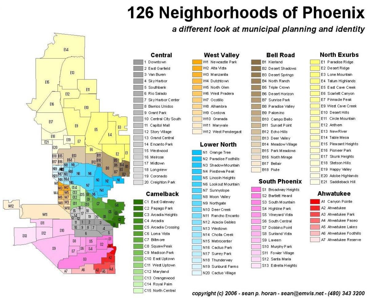 Mapa de los barrios de Phoenix